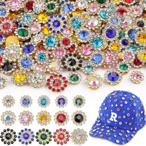 200 Pcs 3 Sizes 10 Mixed Colors Sew on Rhinestones, Crystal Glass with Metal Base Flower Shape Claw Flatback Rhinestones for Crafting, Bedazzling Rhinestones for Clothes Shoes & Sewing Accessories