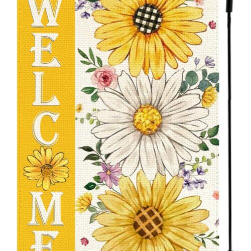 Summer Daisy Sunflower Garden Flag 12x18 Inch Double Sided Welcome Floral Outdoor Seasonal Small Yard Flags for Outside Spring Porch Decorations 2-12