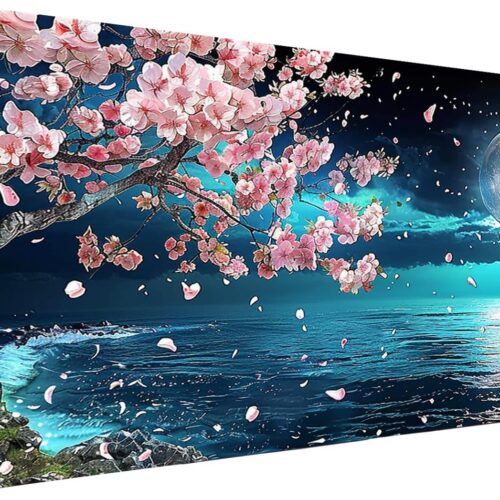 5D Moon Diamond Art Painting,Large Diamond Painting Lake Kits for Adults,DIY Full Drill Crystal Rhinestone Arts,Gem Art Painting with Diamond Home Wall Decor (Tree 27.5 X 15.7inch