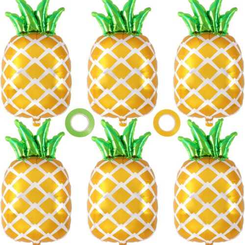 Pineapple Balloons, 6 Pcs Cute Pineapple Foil Balloons, Large Fruit Mylar Balloon for Summer Themed Party Decoration Birthday Baby Shower
