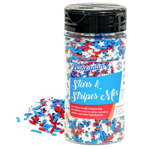 July 4th Sprinkles for Cake Decorating - Star Confetti Mix - Patriotic Edible Confetti Sprinkles for Cupcakes, Ice Cream, Cookies, Cakes (Made in USA)
