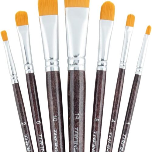 7pcs Artist Filbert Paintbrush Set for Acrylic Watercolor Gouache Oil and Body Painting