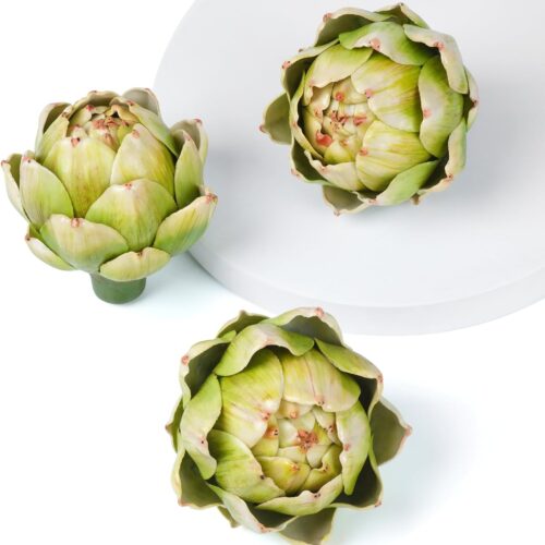 3Pcs Green Large Faux Artichokes for Decoration Bowl Fillers Fake Fruit Artificial Artichokes That Look Real Realistic Fake Vegetable Decor for Home Kitchen Table Party Centerpiece
