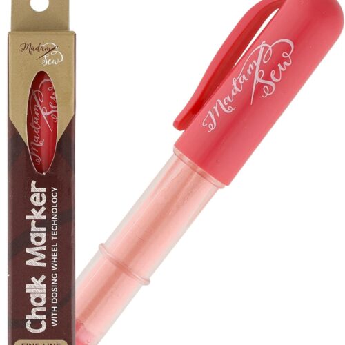 Madam Sew Fabric Chalk Markers for Sewing & Quilting | Refillable Tailors Chalk for Fabric Marking with Dosing Wheel | Sewing Chalk for Fabric Ideal for Marking on Cotton, Knit, Suede [Red]