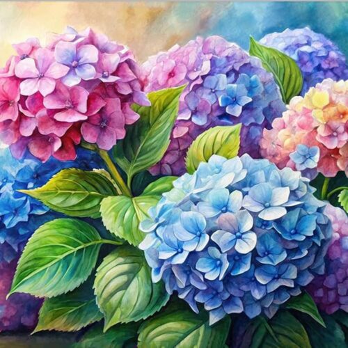 Diamond Painting Kits for Adults, Hydrangea Flowers 5D Diamond Art Kits for Beginner DIY Full Drill Diamond Dots Crystal Craft Kits for Home Wall Decor Gifts 12x16 Inch