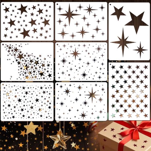 Reusable Large Star Stencil for Painting - Sparkle Star Template for Walls, Wood, Flag, Canvas & Fabric Crafts - DIY Home Decor, Mixed Media Art Supplies for Holiday Decorations