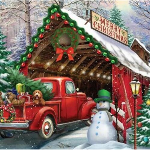 5D DIY Christmas Diamond Painting Kits for Adults Kids, Christmas Snowy Full Drill Embroidery Cross Stitch Crystal Rhinestone Paintings Pictures Arts Wall Decor Painting Dots Kits 15.7X11.8 IN