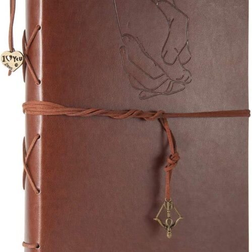 Leather Scaupbook Album 60 Pages Love Memory Photo Album,DIY Scrapbooking Supplies Kits for Couples Anniversary vintage Trave Birthday Scrapbook Photo Album 8.66x7.08 inch