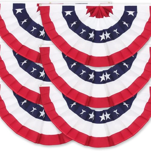 2 x 4 Ft American Pleated Fan Flag, USA Patriotic Half Fan Bunting Flag,4th of July Decorations Flags (Set of 6)