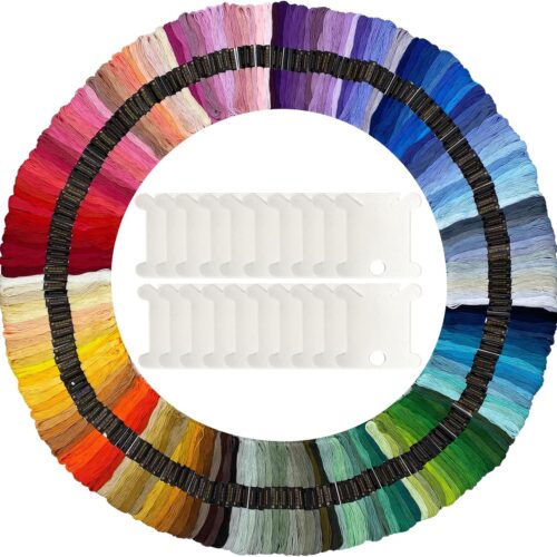 Embroidery Floss 200 Skeins Cross Stitch Thread Rainbow Color Friendship Bracelet String Yarn Making Kit Craft Set with 20 Pcs Bobbins
