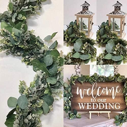 6.2 Ft Long Faux Eucalyptus Greenery - Wedding Arch Summer Decor - Lambs Ear & Magnolia Garland