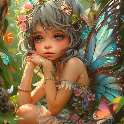 Butterfly Fairy in The Forest Paint by Number for Adults Beginner Girl with Flower Butterfly Pictures Paint by Numbers Digital Oil Artwork Butterfly Girl Painting by Number Without Frame 16x20 Inch