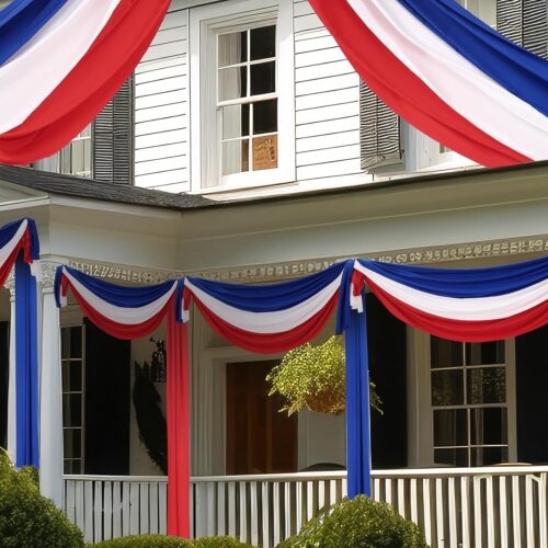 3 Pcs 2.5 x 19.7 ft 4th of July Patriotic Bunting Decorations Independence Day Us Flag Decor 1 Red 1 White and 1 Blue DIY Hanging Flag Bunting for Porch Yard Indoor Outdoor Decor Party