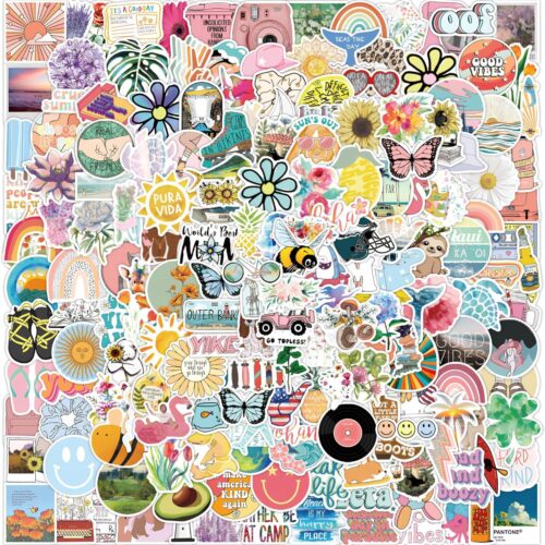 200Pcs Water Bottle Stickers for Kids, Cute Stickers for Water Bottles, Vinyl Waterproof Aesthetic Laptop Sticker Pack Classroom Prizes Skateboard for Kids Teens Girls Students