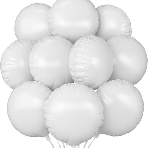 White Round Foil Balloons,20Pcs Round Shaped Balloons 18"Helium balloon for Birthday Party Baby Shower Wedding Decorations