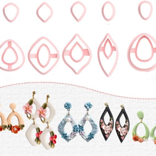 Polymer Clay Cutters for Earrings, 10 Shapes Clay Studs Earrings Cutters for Polymer Clay Jewelry Making Tools (B)