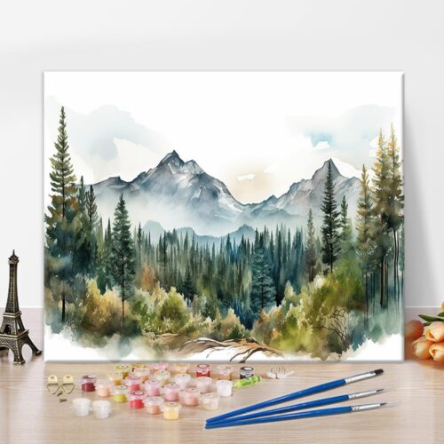 Paint by Numbers Mountain, Forest by Number Artwork Paint by Number Kits Abstract Landscape Unframed Paint by Numbers for Adults Beginner Wall Decor Acrylic Paints 16"x 20" Frameless