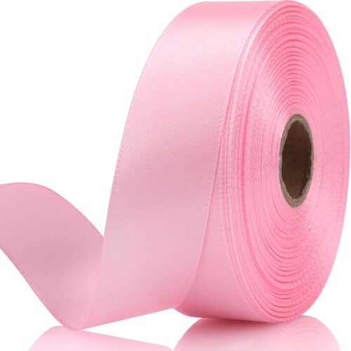 Light Pink Ribbon 7/8 Inch 30 Yards Satin Craft Ribbon-Single Face Polyester Ribbon for Handmade Roses,Gift Wrapping,Timeless Flower,Bouquets,Wedding and Party Decoration