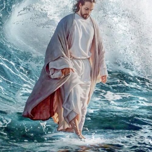 Jesus Diamond Art Kits for Adults, Jesus Walk On Sea Diamond Painting Kits for Adults Beginners, Jesus Christ Religious DIY 5D Round Full Drill Diamond Paintings Gem Art 12x16 inch