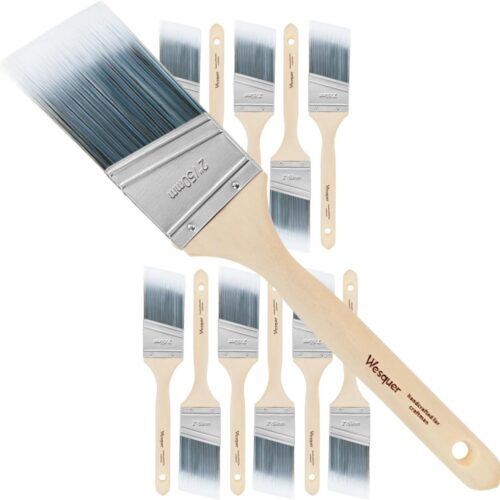 2 Inch Paint Brushes 12 Pack Angled Paint Brush Stain Paint Brush for Painting Wall Fence Wood Furniture Door Frame Cabinet Window Indoor and Outdoor Commercial Paint Brush