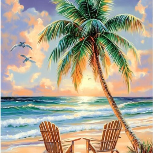 Beach Diamond Painting Kits for Adults- Beach Diamond Art Kits for Adults, Landscape Gem Painting Kit for Adult for Gift Home Wall Decor 12x16 Inch