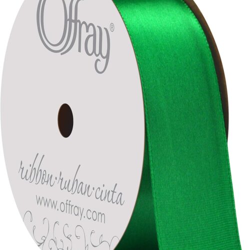 068878 7/8" Wide Single Face Satin Ribbon, Emerald Green, 6 Yds