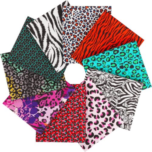 25 Options- 100% Cotton Quilting Fabric Bundles 10pcs Fat Quarters 18”x21”-Medium Weight 5.2 oz- for Quilting, Sewing Project, Patchwork, DIY Crafts – Fancy Animal