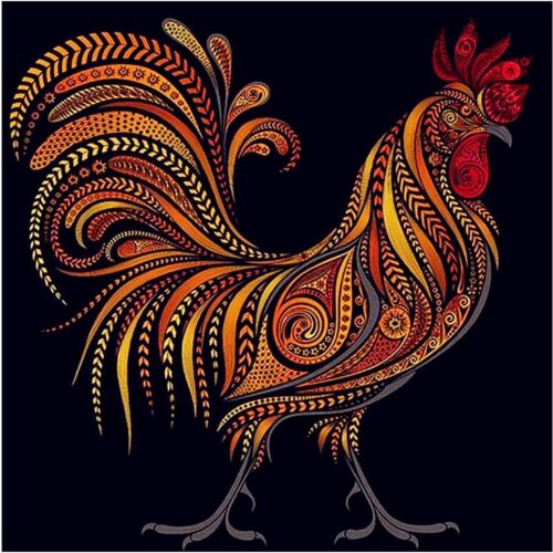 Cock Diamond Painting Kits for Adults Full Square Drill Diamonds Art Wall Decor Chicken 30x30cm/11.8x11.8in