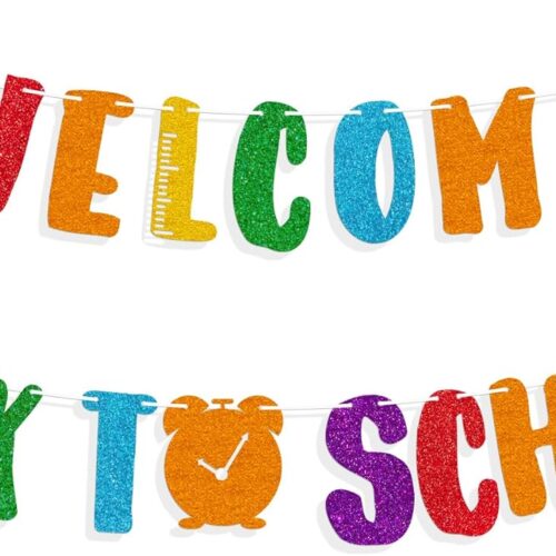 Colorful Welcome Back to School Banner, NO-DIY Back to School Banner for First Day of School Decorations