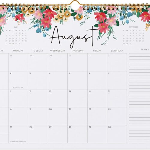 2025-2026 Calendar,Wall Calendar 2025, Calendar Runs From Jul 2025 - Dec 2026, 15" x 12", Twin-Wire Binding, Hanging Hook, Floral Design
