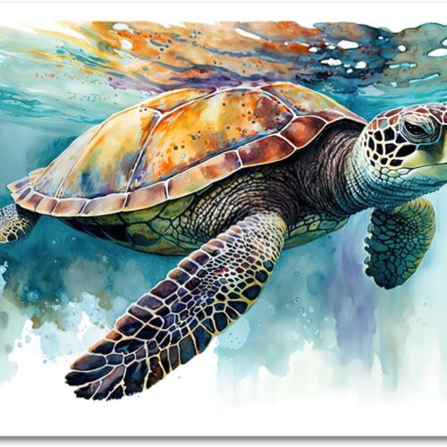 Paint by Numbers Sea Turtle, Abstract Paint by Number, Adult Paint by Number Kits on Canvas Tortoise Paintwork with Paintbrushes, Easy Paint by Numbers Art Crafts 16"x20"