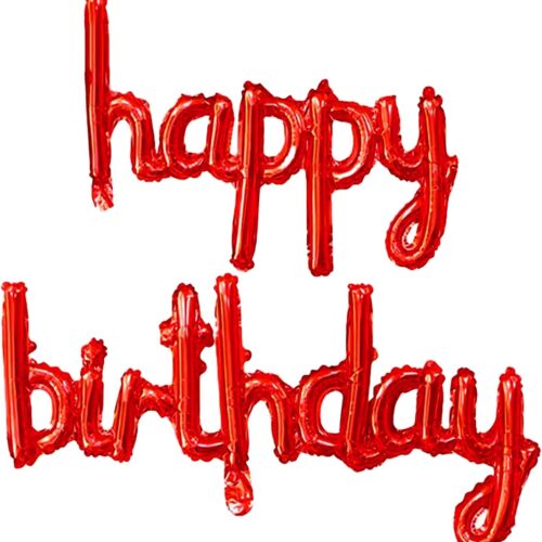 Red Happy Birthday Balloon Banner 16Inch Mylar Foil Happy Birthday Letters Sign Reusable for Women and girls Party Decorations