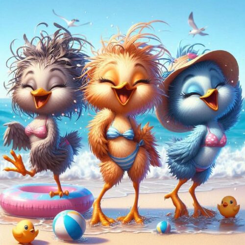 5D Funny Birds Diamond Art Painting Kits for Adults,Beach Diamond Painting Kits for Beginners,Full Drill Diamond Dots,Gem Art Crafts for Adults Wall Decor 14x14inch