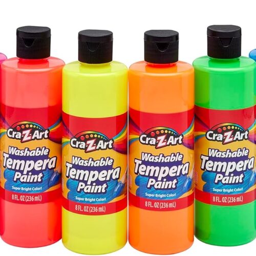 POP! Neon Washable Tempera Paint For Kids Bulk Pack 10ct, Assorted Fluorescent Colors Tempera Paint Set 8oz each bottle, Back To School Teachers Supplies