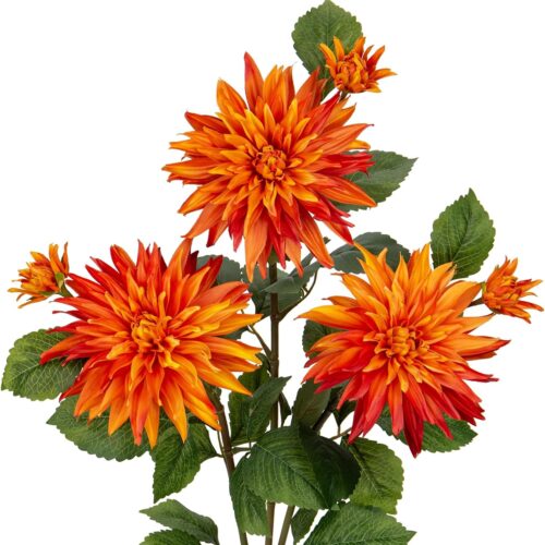 3Pcs Orange Artificial Dahlia Flowers 29.5" Fake Flower Silk Flowers with Long Stem Floral Arrangements Bouquets Faux Dahlias Flowers for DIY Wedding Party Centerpieces Decor Home Office Decoration