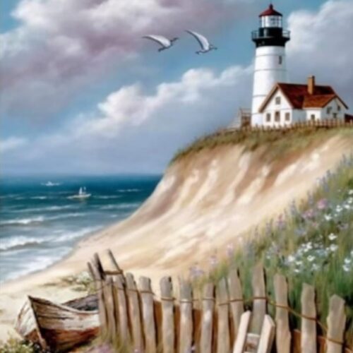 5D Lighthouse Diamond Painting Kits - DIY Diamond Art Kits for Adults Landscape, Full Round Drill - Crystal Cross Stitch - Adults Craft for Wall & Office Decor - 12x16inch