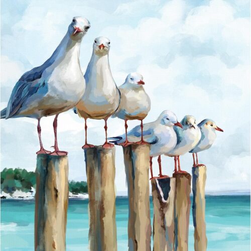 DIY Paint by Numbers Kit for Adults Beginner Seagull Blue Sea Paint by Numbers 16x20 Inch Without Frame Realistic Acrylic Oil Painting Drawing Craft Work Set with Brushes Christmas Gift