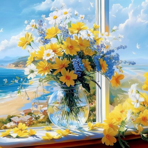 Flower Paint by Numbers Kit for Adults,Adult Paint by Number Kits on Canvas,Flowers Paint by Numbers DIY Acrylic Oil Painting Perfect for Gift Home Wall Decor(16x16inch)