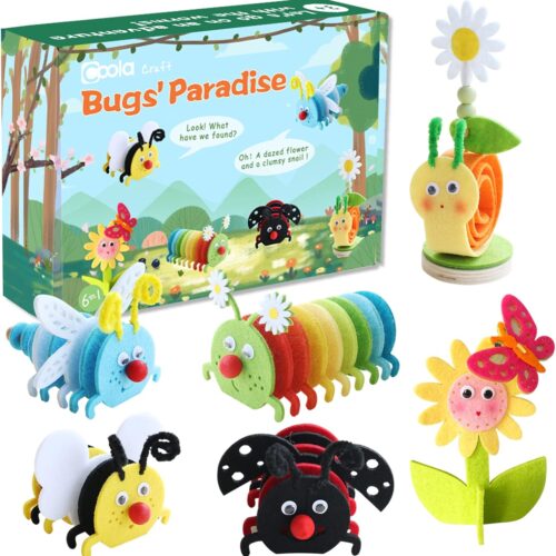 Craft Kit for Kids 4-8, Arts and Crafts for Kids, Felt Animal Toddler Craft 8PC, Sewing Crafts, Girls Boys Beginners DIY Gift Educational Toys Include Bee Ladybug Snail Caterpillar
