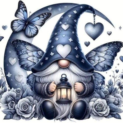 Gnome Stamped Cross Stitch Kits for Adults Beginner, Easy Counted Cross Stitch Kits Printed Butterfly Stitching Patterns Dimensions Needlepoint Art Crafts Embroidery Kits for Adults Beginners