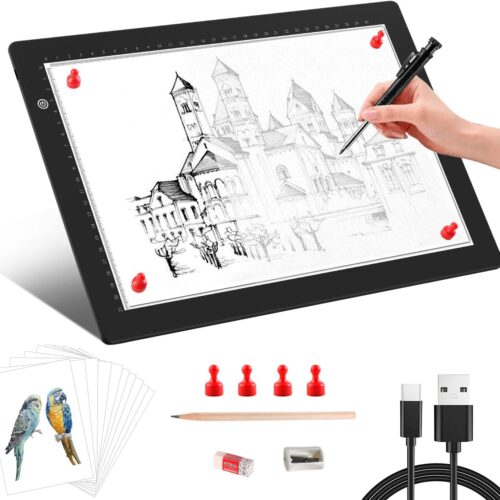 A4 Light Box for tracing,Ultra-Thin Magnetic led Light pad for Drawing,Stepless dimming lightbox for Sketching,Tattoo, Light Table for Artists,Diamond Painting,X-ray Viewing