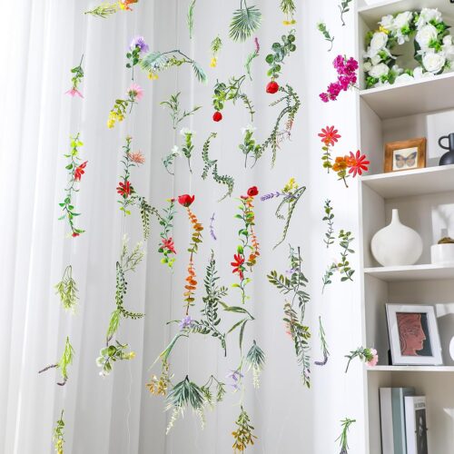 6 Pcs 35.4 ft Flower Garlands Hanging Wildflower Garlands Floral Vines Artificial Fake Flower Vines Faux Silk Wildflower Decor for Home Garden Spring Summer Wedding Party Wall Arch(Wildflower)