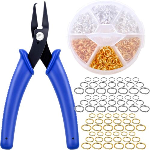 Split Rings for Jewelry Making,700pcs Small Split Ring with Split Ring Pliers, Double Closed Jump Rings Craft Jump Loops Opener for Necklaces and Bracelets