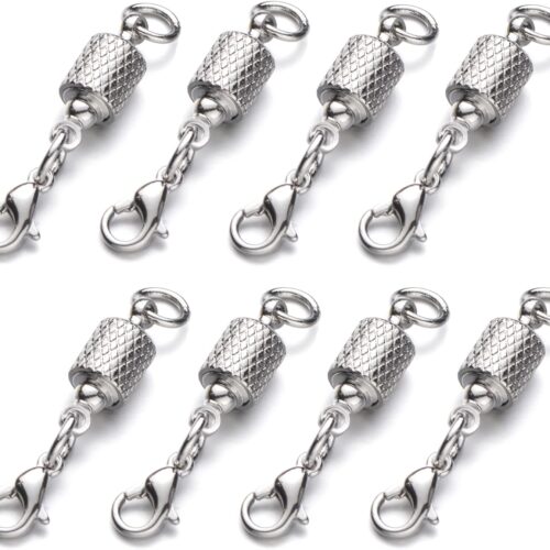 Locking Magnetic Clasps for Jewelry Easy Necklace Clasp 8PCS Silver
