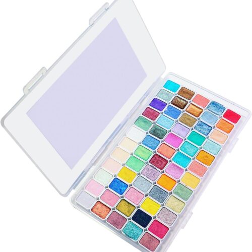 60-Color Watercolor Paint, Glitter Watercolor Paint for Painting, Portable Box - Long-Lasting Smooth Blending Art Pigments, Art Supplies for Artists Hobbyists