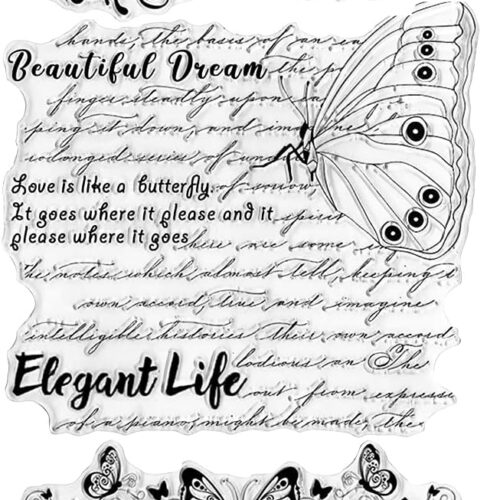 Butterflies Clear Stamps for Card Making Scrapbooking Crafting DIY Decorations, Words Transparent Silicone Seal Stamps for Embossing Album Crafts