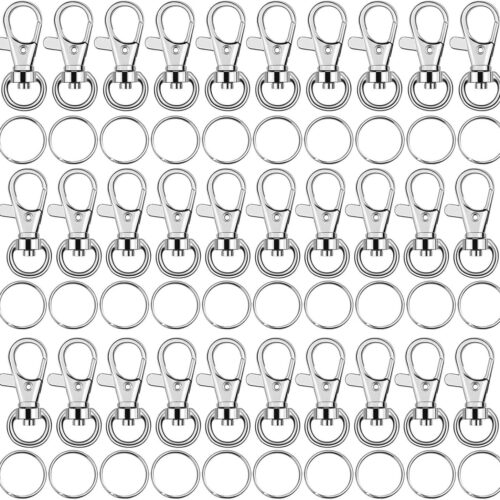 100pcs Keychain Hardware Metal Swivel Snap Hook Lanyard Clips Hooks with Keychain Rings for Keychain Hardware and Lanyard Charms