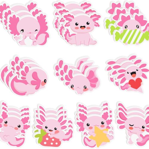 30 Pack Cute Axolotl Sticky Notes, Mexican Walking Fish Shaped Self Sticky Notepads Animal Writing Memo Pads Teacher Appreciation Gift Back to School Office Supplies Birthday Party Favors