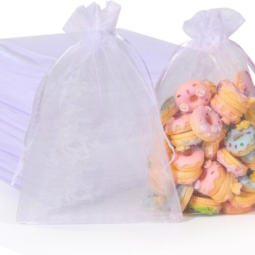 100pcs Organza Bags, White 4x6(10X15CM) Satin Drawstring Organza Pouch Wedding Party Favor Gift Bag Jewelry Watch Bags