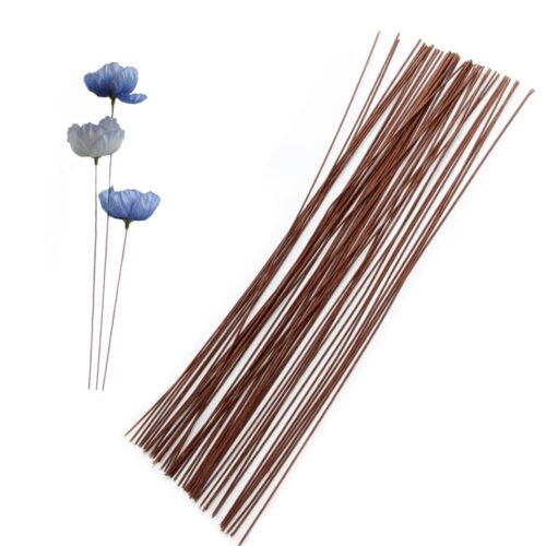 Floral Wire Stems, 18 Gauge Flower Stem Wire 16 inch Paper Wrapped Wire for Flower Arrangements DIY, Bouquent Stem Wrapping and Crafts (Brown)
